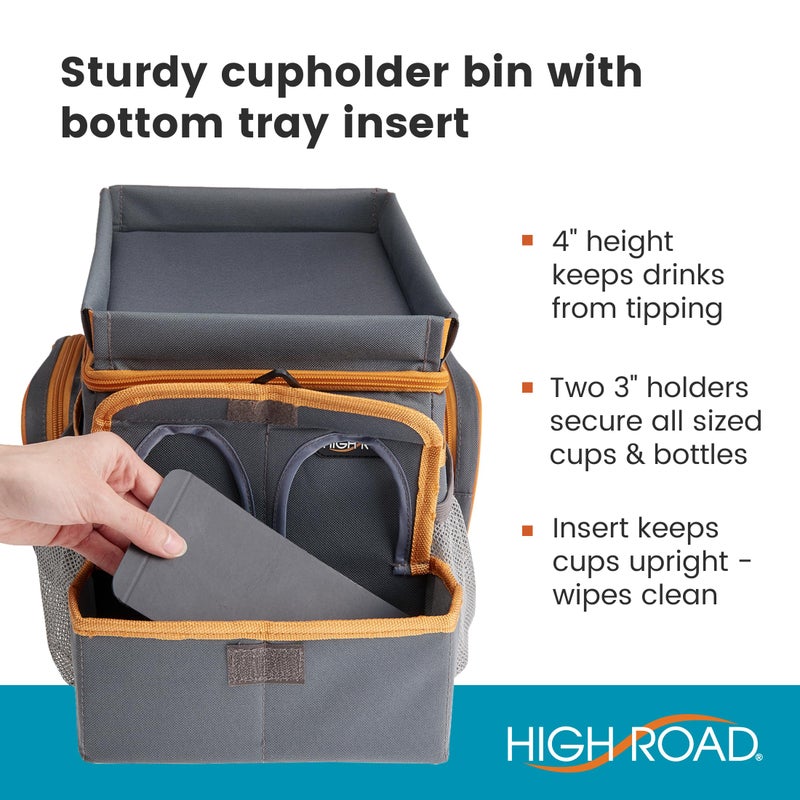 High Road CarHop Car Seat Organizer for Kids and Adults with Cup Holder Tray, Side Pockets and Cooler Compartment (Medium, Gray) - Image 5